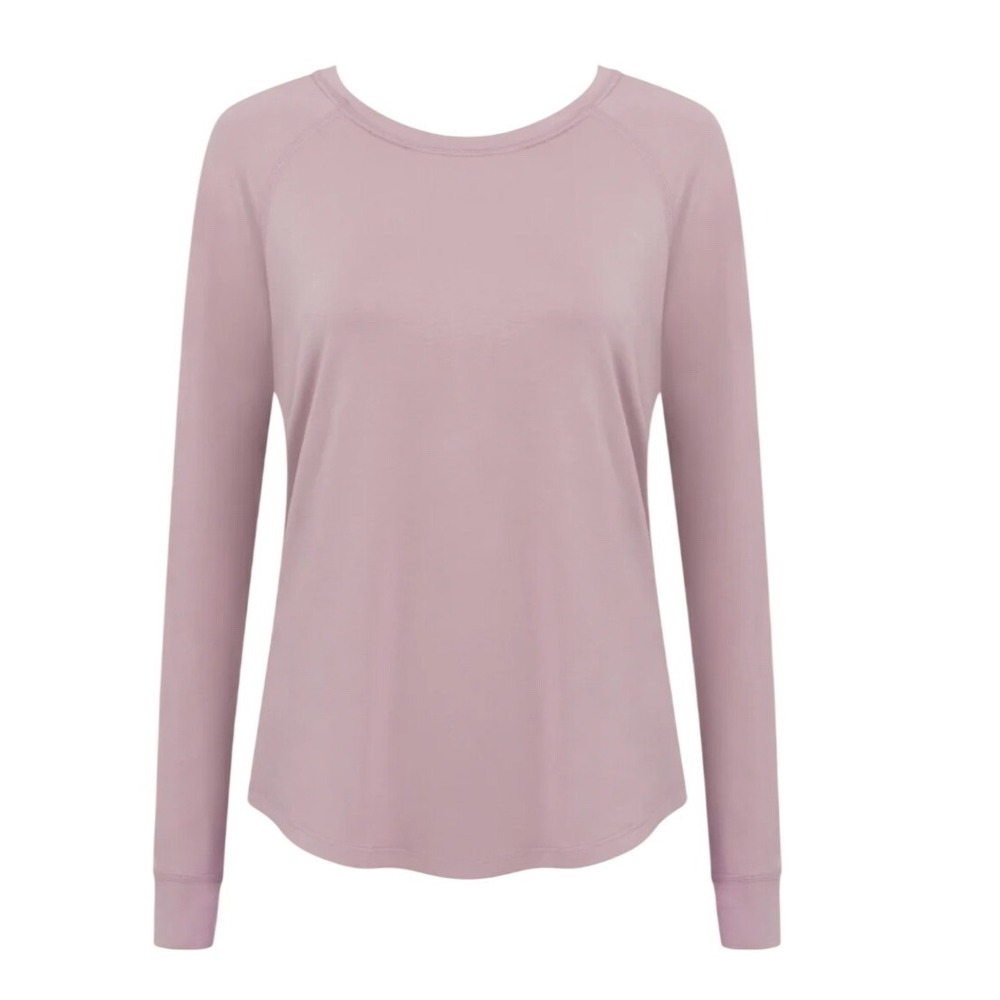Boody Goodnight Raglan Sleep Top Lilac Bamboo Jersey Long Sleeve XS NEW